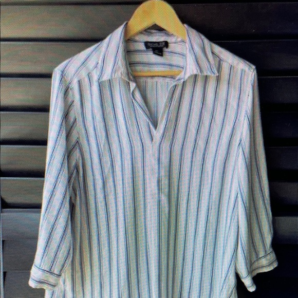 Rachel Zoe White and Blue Striped Blouses - Picture 1 of 5